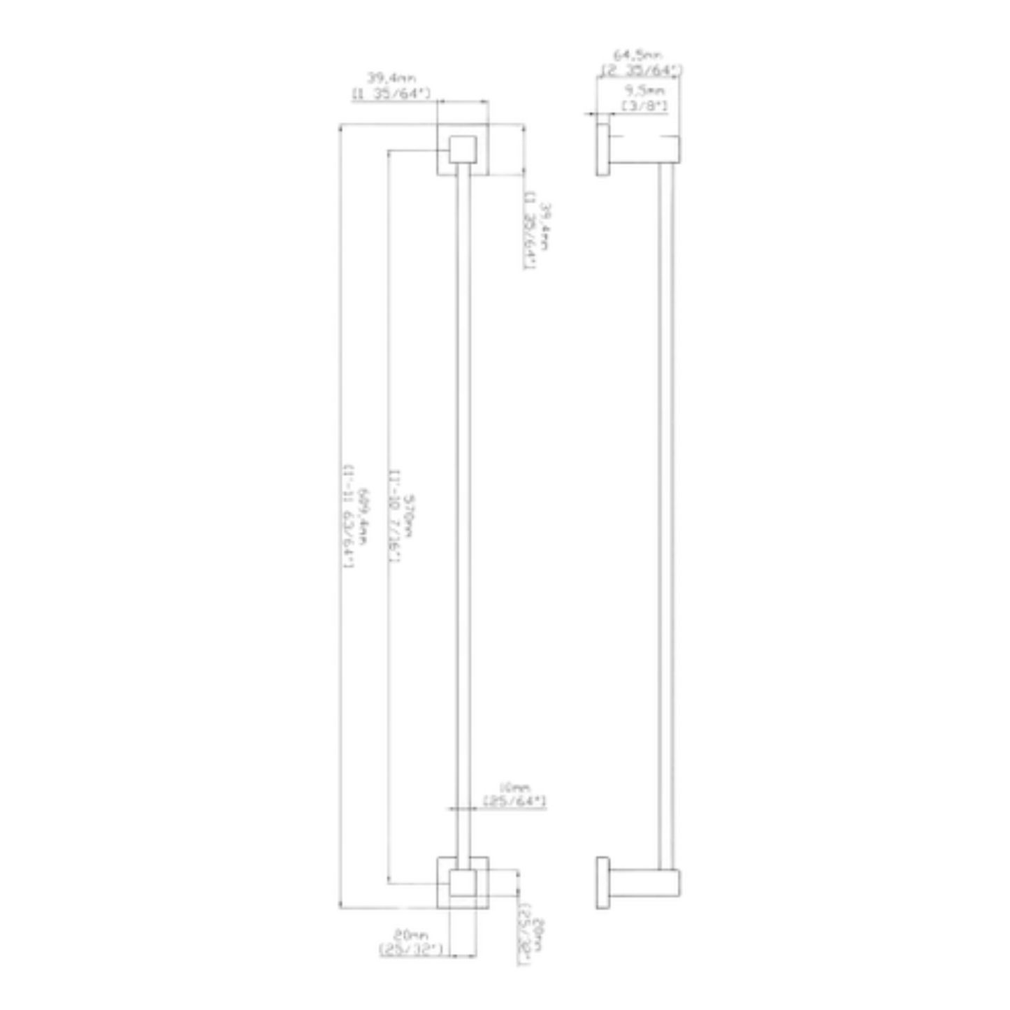 Modern Square Towel Bar