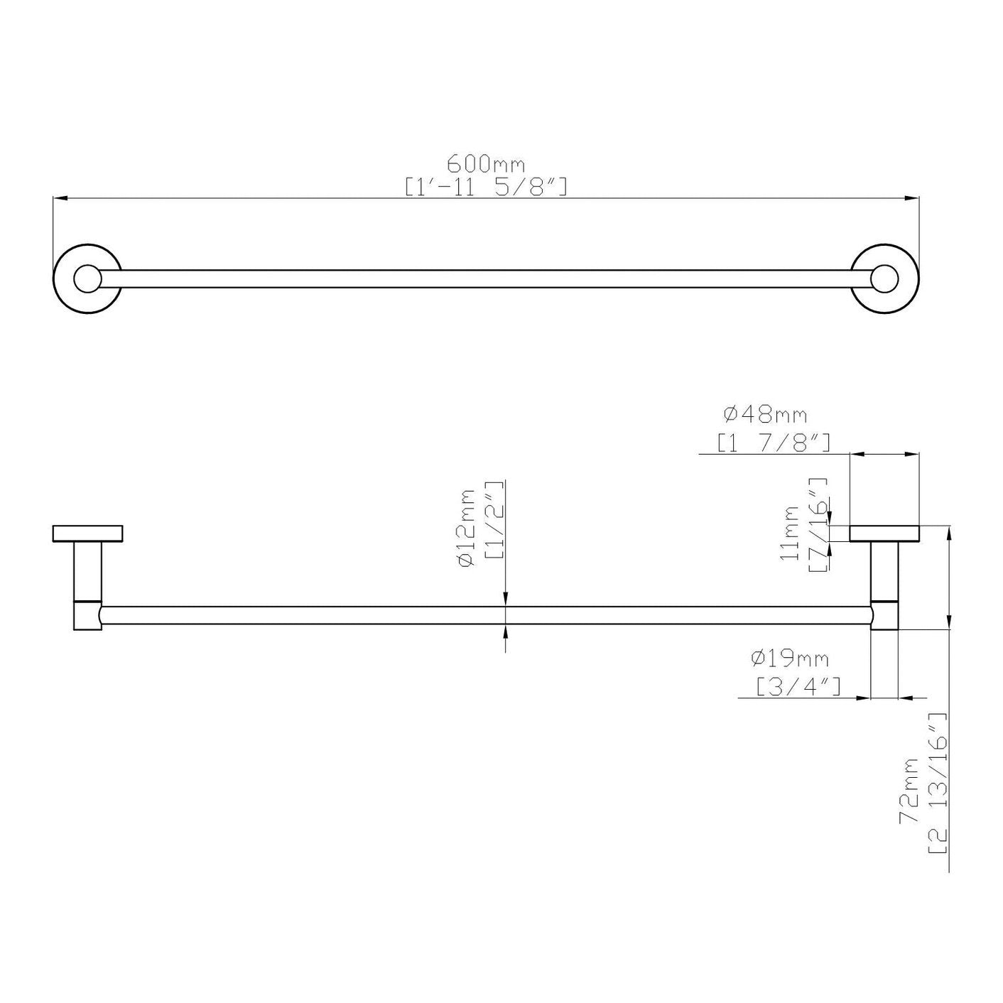 Round Towel Bar 18"/24"