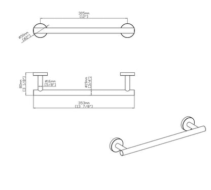 Round Towel Bar 18"/12"