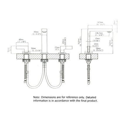 Two Handle Faucet included pop up drain with overflow