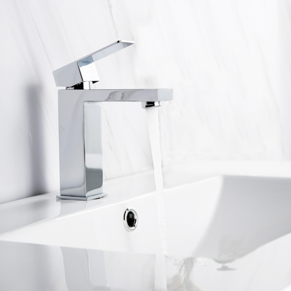 Modern Square Vanity Faucet - Pop Up Drain with Overflow included