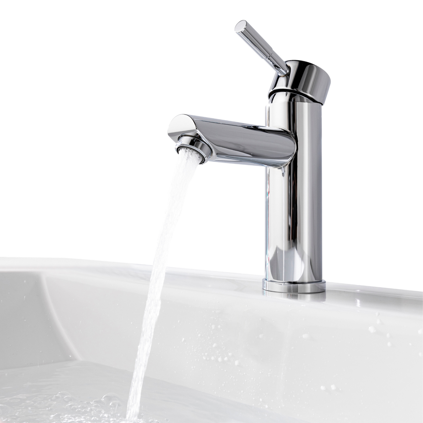 Cylinder Vanity Faucet - Pop up Drain with Overflow included