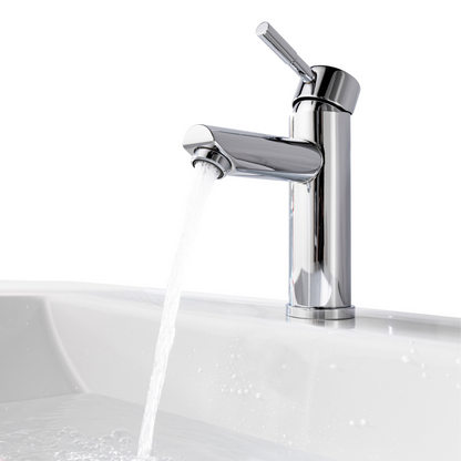 Cylinder Vanity Faucet - Pop up Drain with Overflow included