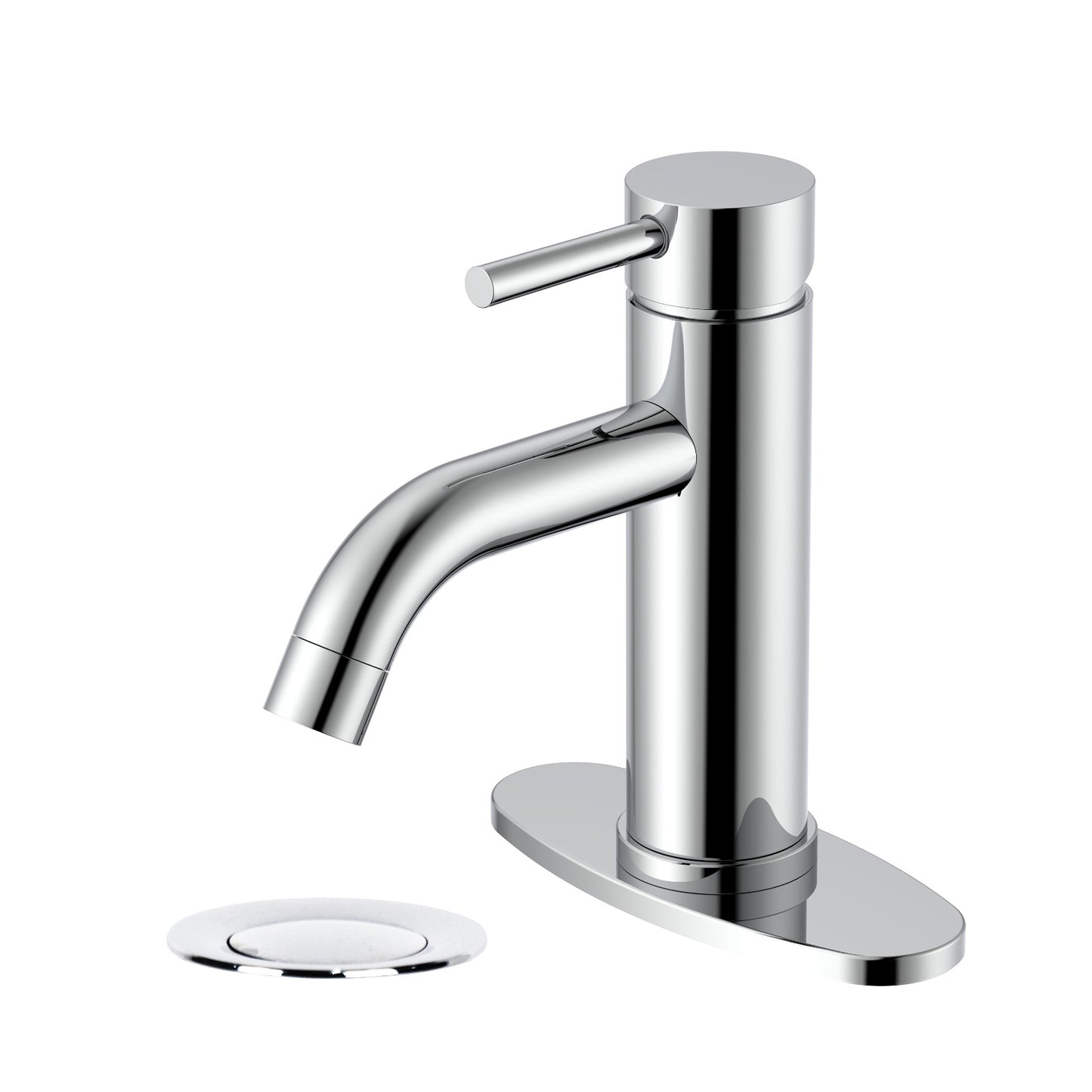Classic Rounded Vanity Faucet - Pop up Drain with Overflow and 6" Deck Plate included