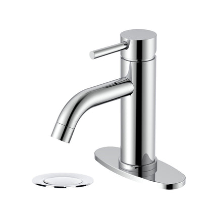 Classic Rounded Vanity Faucet - Pop up Drain with Overflow and 6" Deck Plate included