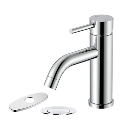 Classic Rounded Vanity Faucet - Pop up Drain with Overflow and 6" Deck Plate included