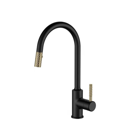 Black + Gold Pull-out Kitchen Faucet - GLKB-34