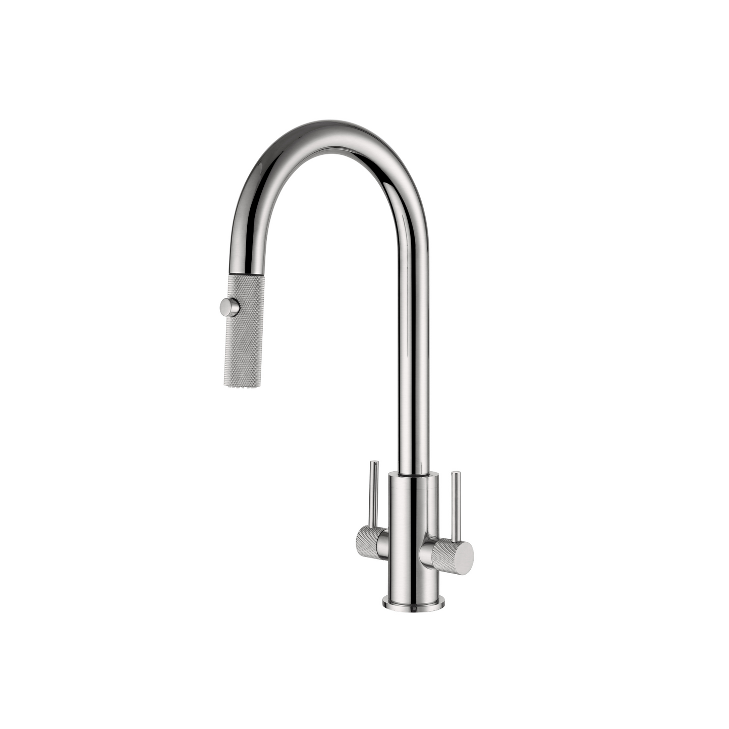 Double Handle Kitchen Faucet Knurled Handles and Spout