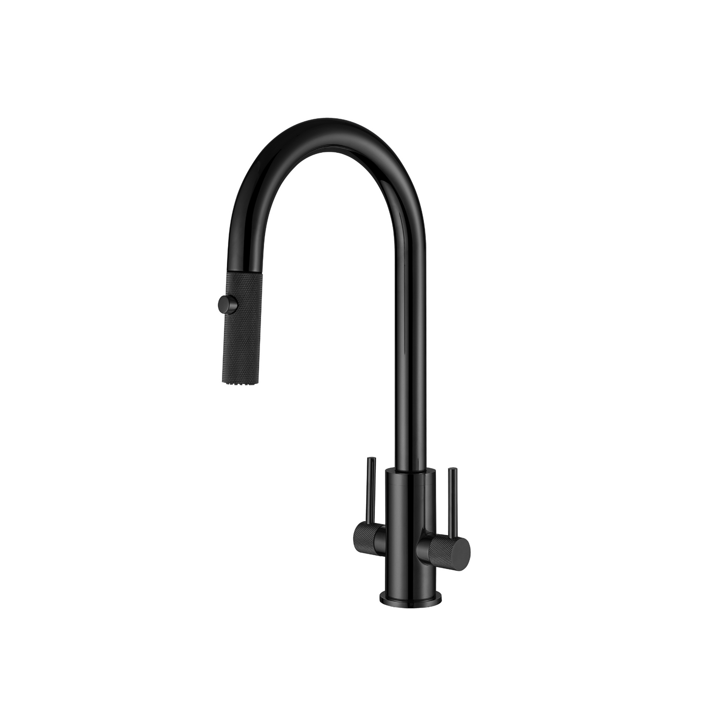 Double Handle Kitchen Faucet Knurled Handles and Spout
