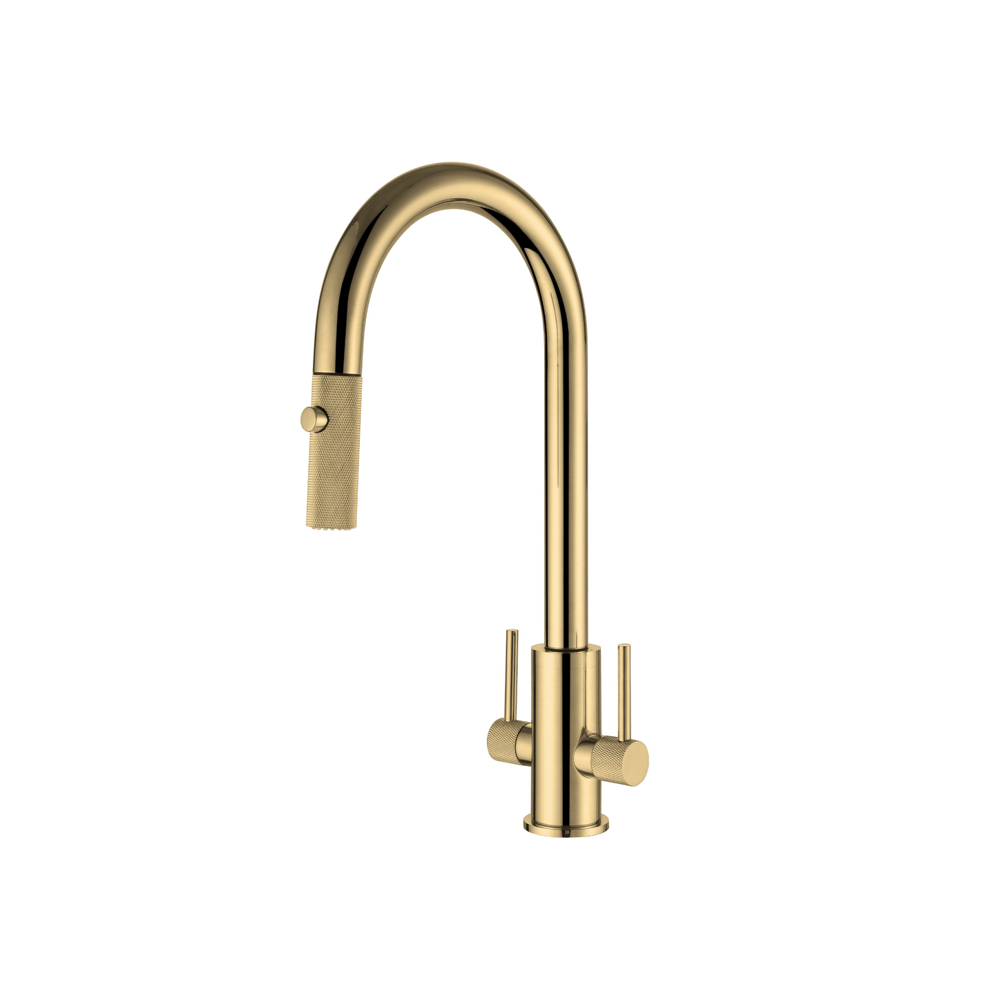 Double Handle Kitchen Faucet Knurled Handles and Spout