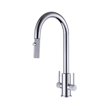 Double Handle Kitchen Faucet Knurled Handles and Spout