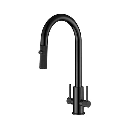 Double Handle Kitchen Faucet Knurled Handles and Spout