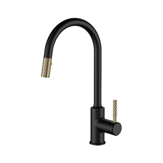 Black + Gold Pull-out Kitchen Faucet - GLKB-34