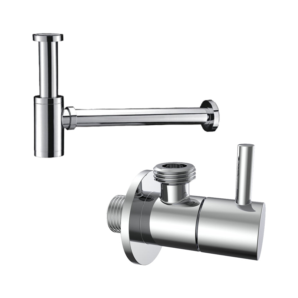 Stylish Round Bottle Trap and Angle Valve