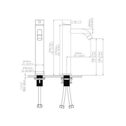 Round Faucet includes pop up drain with overflow