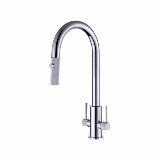 Textured Double Handle  Pull-Out Kitchen Faucet