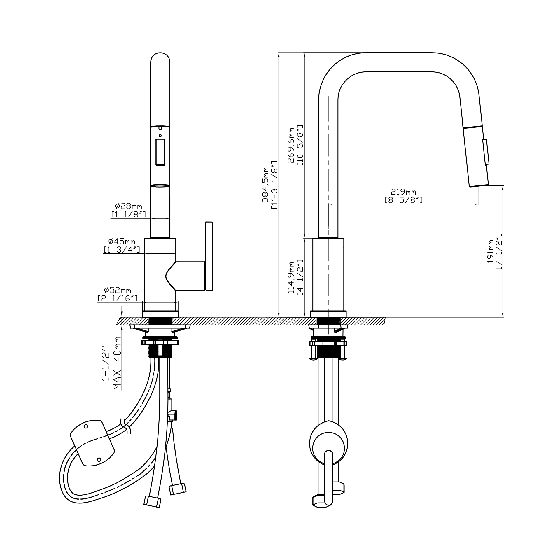 Angular Kitchen Racket Slim Angular Pull-Out Kitchen Faucet – Galimbathfixtures